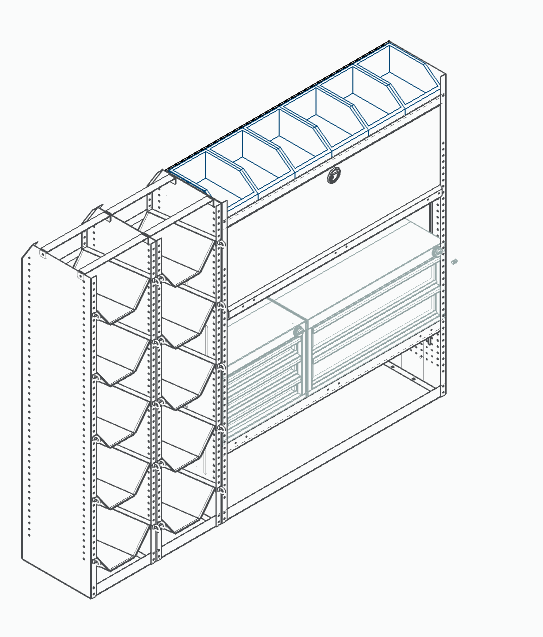 Système de rack de réservoir pour étagères et armoires à tiroirs
