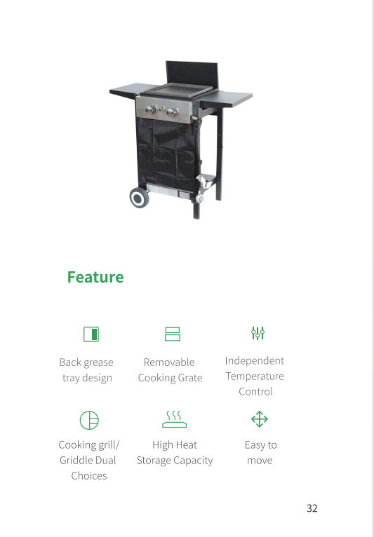 G2026-S Beweglicher Trolley-Gasgrill – 2 Brenner